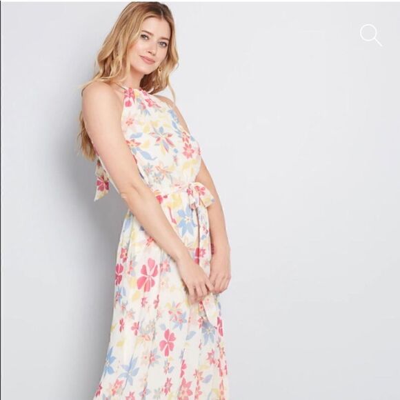 EUC MODCLOTH Illuminated Elegance Chiffon Maxi Dress - Picture 3 of 4